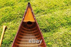 Display Cedar Wood Strip Built Canoe 6' Wooden Model row Boat With Ribs New