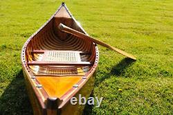 Display Cedar Wood Strip Built Canoe 6' Wooden Model row Boat With Ribs New