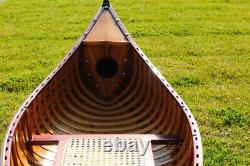 Display Cedar Wood Strip Built Canoe 6' Wooden Model row Boat With Ribs New