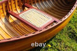 Display Cedar Wood Strip Built Canoe 6' Wooden Model row Boat With Ribs New