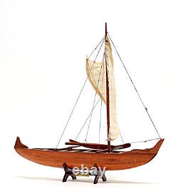 Display Hawaiian CANOE MODEL Outrigger Wooden Sailboat Boat Nautical Decor Gift