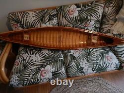Display Wood Strip Built Canoe 60 Wooden Model Boat