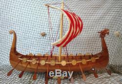 Drakkar Viking Handmade Wooden Model Boat