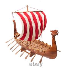 Drakkar Viking Historic Boat Model 25 Inches Handmade Wooden Fully Assembled