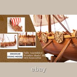 Drakkar Viking Historic Boat Model 25 Inches Handmade Wooden Fully Assembled