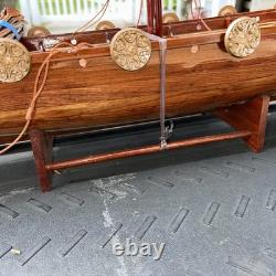 Drakkar Viking Long Boat Fully-Assembled Decorative Wood Model Oars Sail Stand
