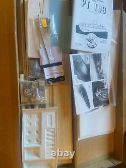 Dumas PT 109 older wooden model complete with extras never started