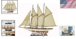 Elegant 30 Wooden Sailboat Model Atlantic Antique Ivory & Walnut Finish