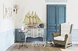 Elegant 30 Wooden Sailboat Model Atlantic Antique Ivory & Walnut Finish