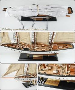 Elegant 30 Wooden Sailboat Model Atlantic Antique Ivory & Walnut Finish