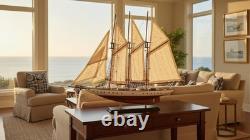 Elegant 30 Wooden Sailboat Model Atlantic Antique Ivory & Walnut Finish