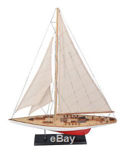Endeavour L60 Red/White Yacht Wood Model 24 Americas Cup J Class Boat Sailboat