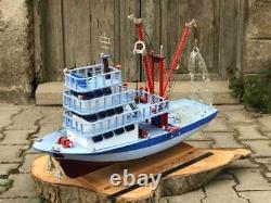 FISHING BOAT MODEL, Scale Ship Model, Fisherman Gifts for Men/Dad, Wooden Shelf