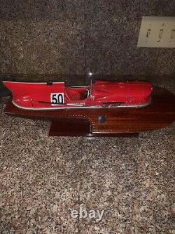 Ferrari Hydroplane Arno XI Hydroplane Boat 50cm Handmade Red Wooden Scale Model