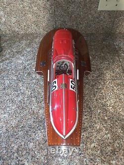 Ferrari Hydroplane Arno XI Hydroplane Boat 50cm Handmade Red Wooden Scale Model