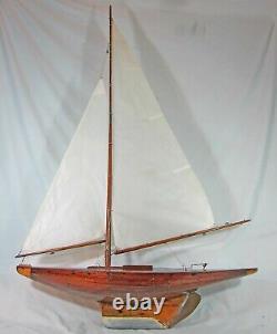 Fine Large Antique / Vintage Planked Wooden Model Sailing Boat Pond Yacht 1900