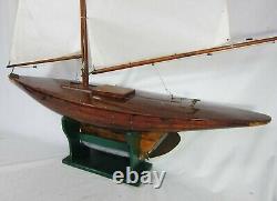 Fine Large Antique / Vintage Planked Wooden Model Sailing Boat Pond Yacht 1900