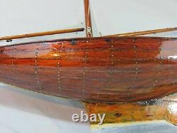 Fine Large Antique / Vintage Planked Wooden Model Sailing Boat Pond Yacht 1900