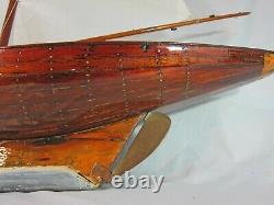 Fine Large Antique / Vintage Planked Wooden Model Sailing Boat Pond Yacht 1900