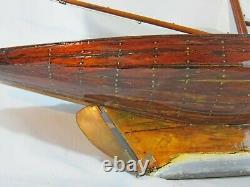 Fine Large Antique / Vintage Planked Wooden Model Sailing Boat Pond Yacht 1900