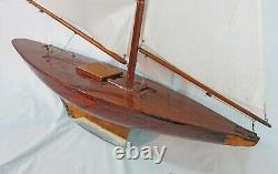 Fine Large Antique / Vintage Planked Wooden Model Sailing Boat Pond Yacht 1900