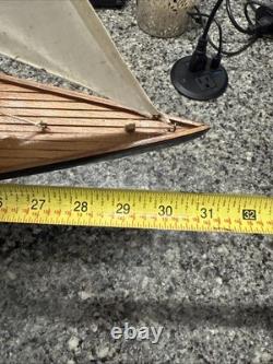 Fine Quality Planked Display Model Sailboat Sloop 33L 37T With Brass Fittings
