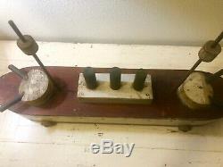 Folk Art RARE LG 30 Wood Ship Model Early 20th C Gunner Boat Pull Toy