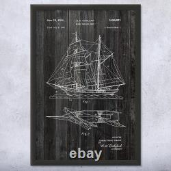 Framed Model Sailing Ship Wall Art Print Boat Captain Nautical Gift Sailor Gift