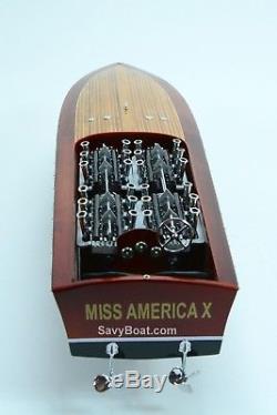 Gar Wood Miss America X 32 Handcrafted Wooden Model Race Boat Model