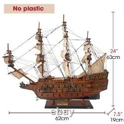 HMS Sovereign of the Seas Wooden Model Ship 24 Handcrafted Christmas Gift Decor