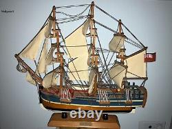 H. M. S ENDEAVOUR, Boat model, boat, blue, white, brown, replica