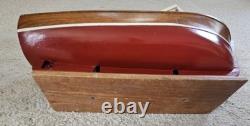 Hand Made Carved Painted Wood Boat Chris Craft Model Speed Boat Blue Red