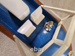 Hand Made Carved Painted Wood Boat Chris Craft Model Speed Boat Blue Red