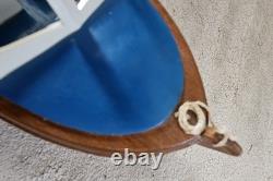 Hand Made Carved Painted Wood Boat Chris Craft Model Speed Boat Blue Red