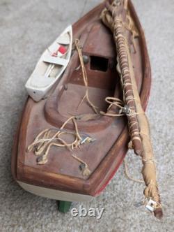 Hand Made Wooden 12 Model of Boat 1940s