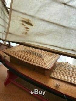 Handcrafted Detailed Wood Chinese Junk Boat Model 34 x 26