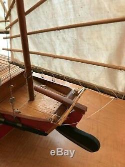 Handcrafted Detailed Wood Chinese Junk Boat Model 34 x 26