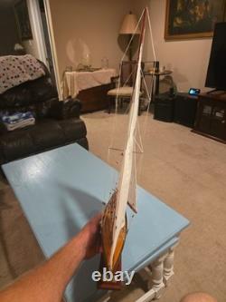 Handcrafted Model Yacht, SHAMROCK V replica. Elegant nautical display
