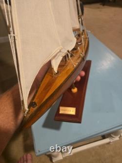 Handcrafted Model Yacht, SHAMROCK V replica. Elegant nautical display