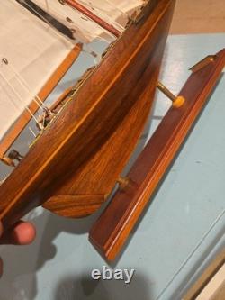 Handcrafted Model Yacht, SHAMROCK V replica. Elegant nautical display
