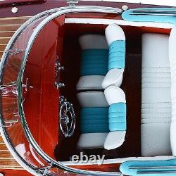Handcrafted Riva Aquarama Model Boat Fully Assembled Mahogany Speedboat 26.5