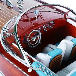 Handcrafted Riva Aquarama Model Boat Fully Assembled Mahogany Speedboat 26.5