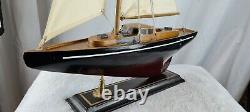 Handcrafted Wooden Pond Yacht Sailboat Model Nautical Decor