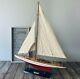 Handcrafted Wooden Racing Yacht Fully Assembled Sailboat Model Plank On Bulkhead