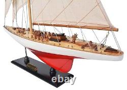 Handcrafted Wooden Racing Yacht Fully Assembled Sailboat Model Plank On Bulkhead