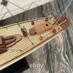 Handcrafted Wooden Racing Yacht Fully Assembled Sailboat Model Plank On Bulkhead
