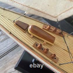 Handcrafted Wooden Racing Yacht Fully Assembled Sailboat Model Plank On Bulkhead