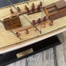 Handcrafted Wooden Racing Yacht Fully Assembled Sailboat Model Plank On Bulkhead