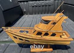 Handmade Vintage Wooden Luxury Trawler Yacht Boat Model (Our Lady of The Gulf)
