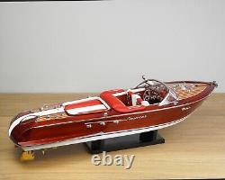 Handmade Wooden Riva Aquarama Model Speed Boat Italian 21 Red/White Seat